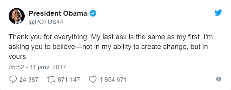  Tweets les plus retweetés de 2017 Barack Obama